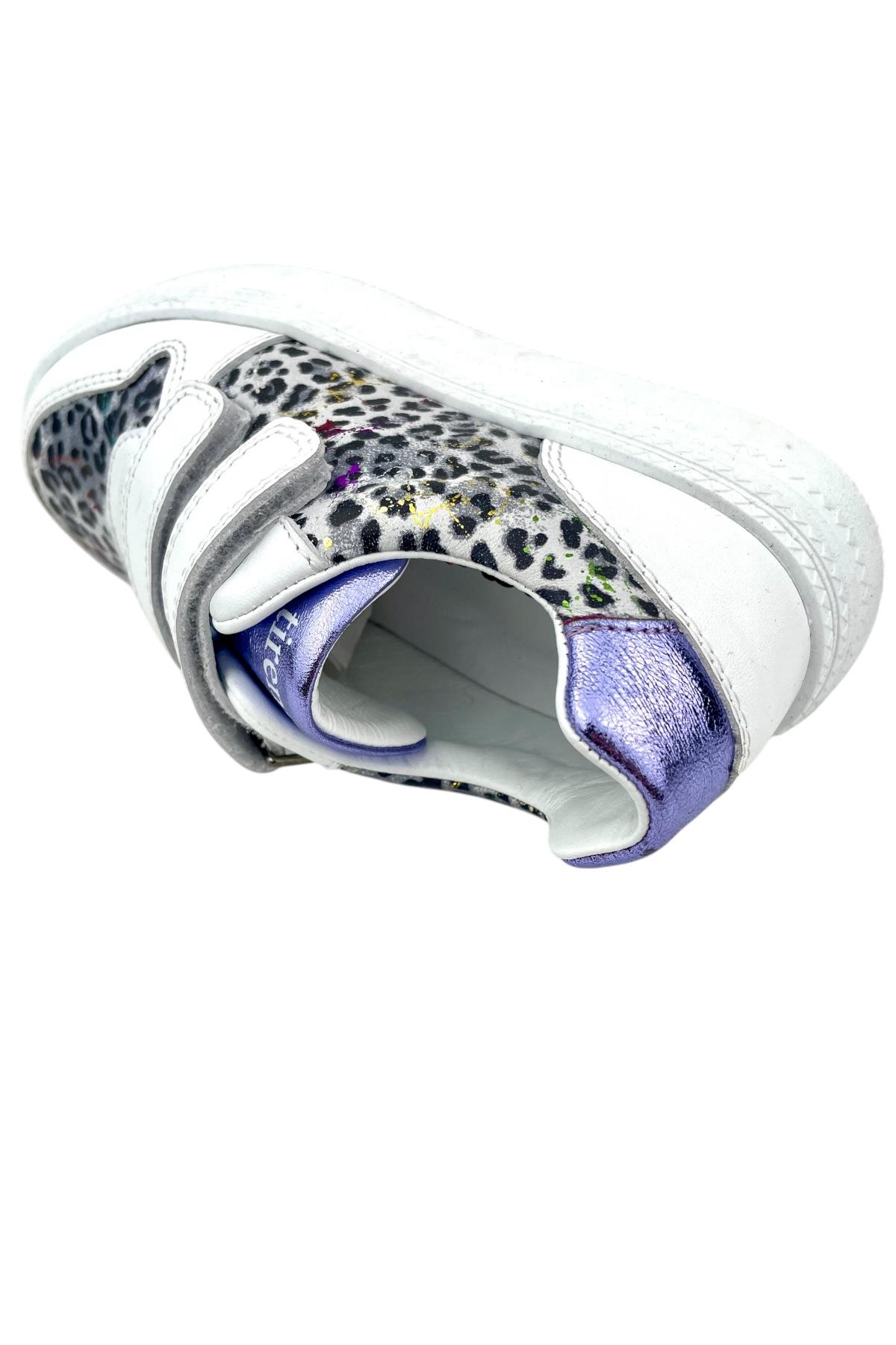 Cırtlı İçi ve Dışı Hakiki Deri Kız Çocuk Spor Ayakkabı Beyaz