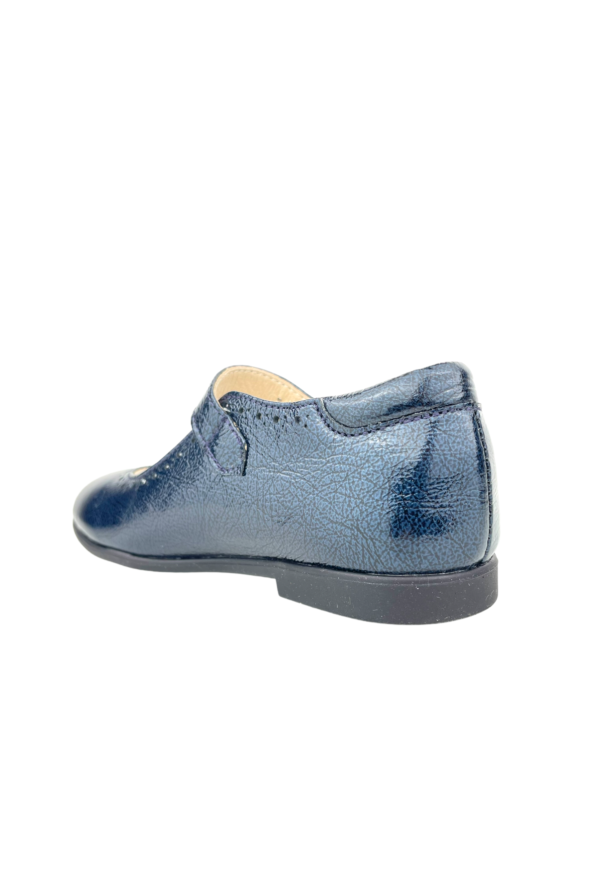 Janset Hakiki Deri Tokalı Çocuk Ayakkabısı Lacivert Rugan