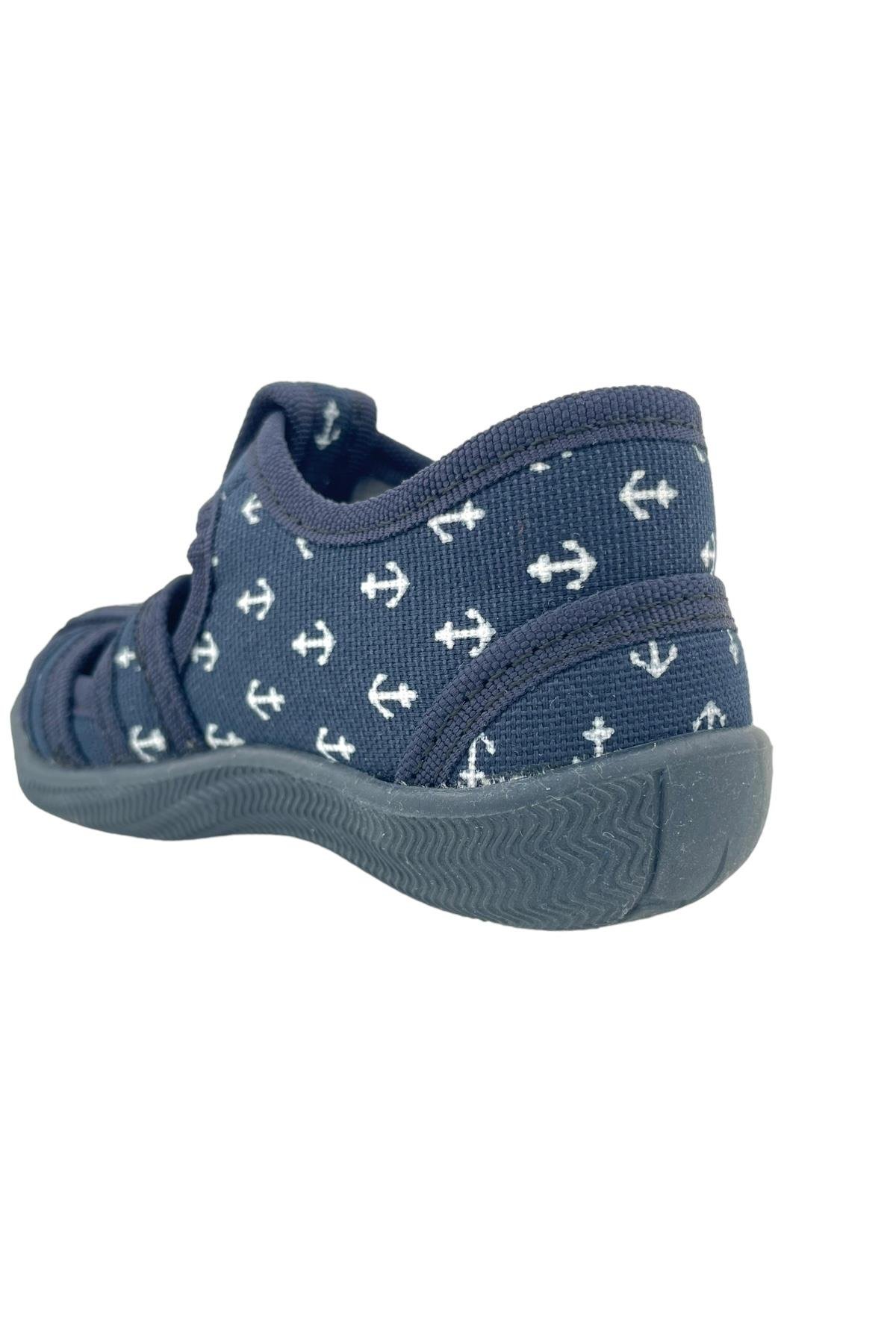 Keten Ev Ayakkabısı Lacivert-Beyaz