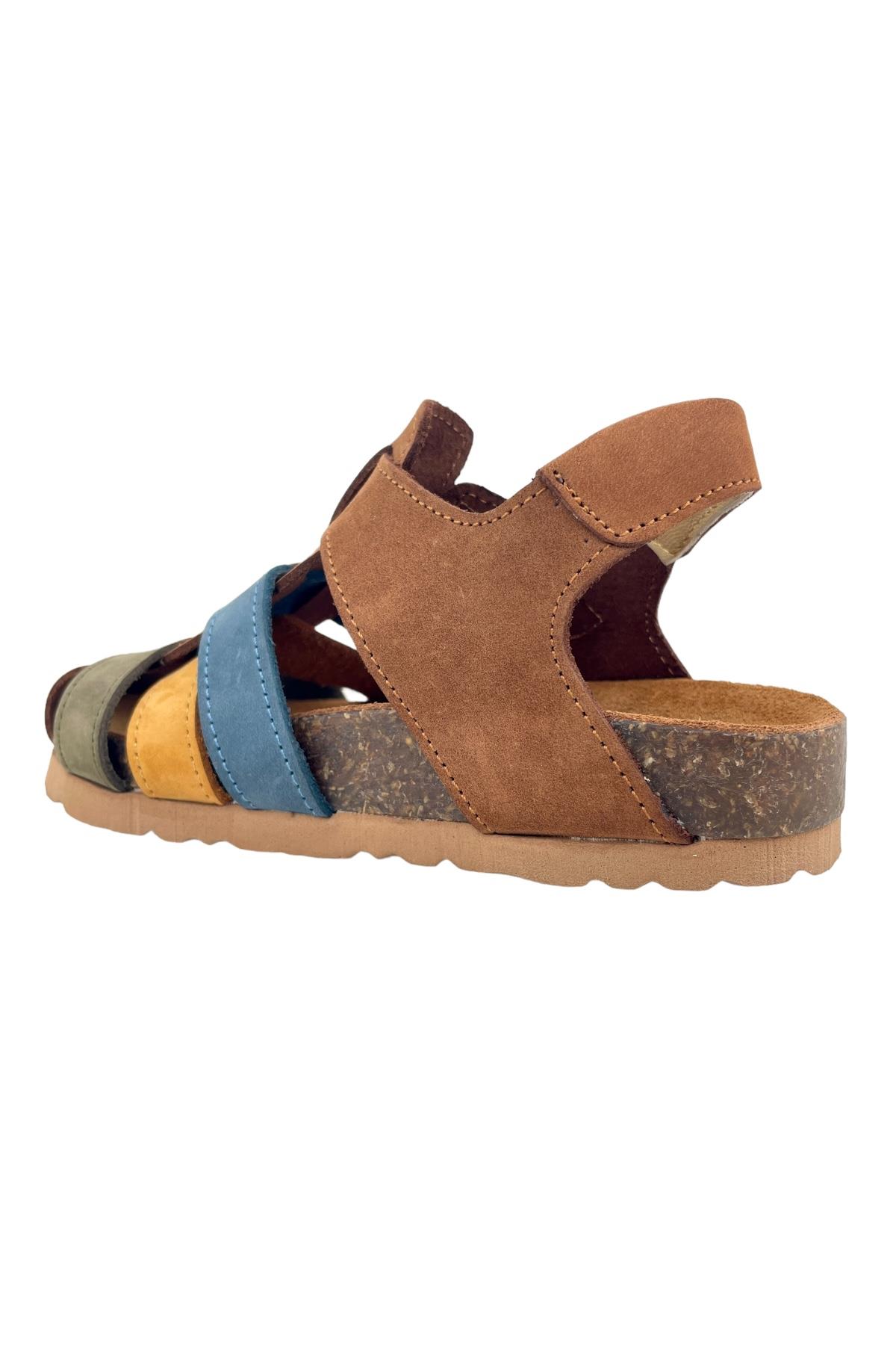 Örgülü Mantar Taban Erkek Çocuk Sandalet Renkli