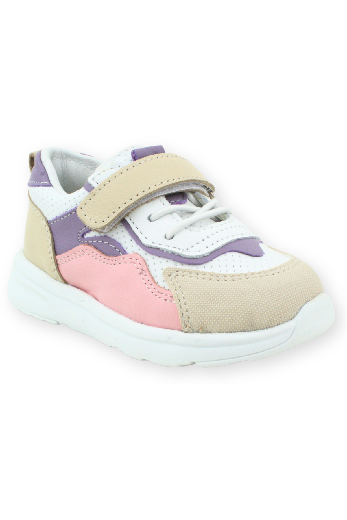 Sneaker Hafif Tabanlı Yumuşak Kız Çocuk Ayakkabısı Bej-Pembe