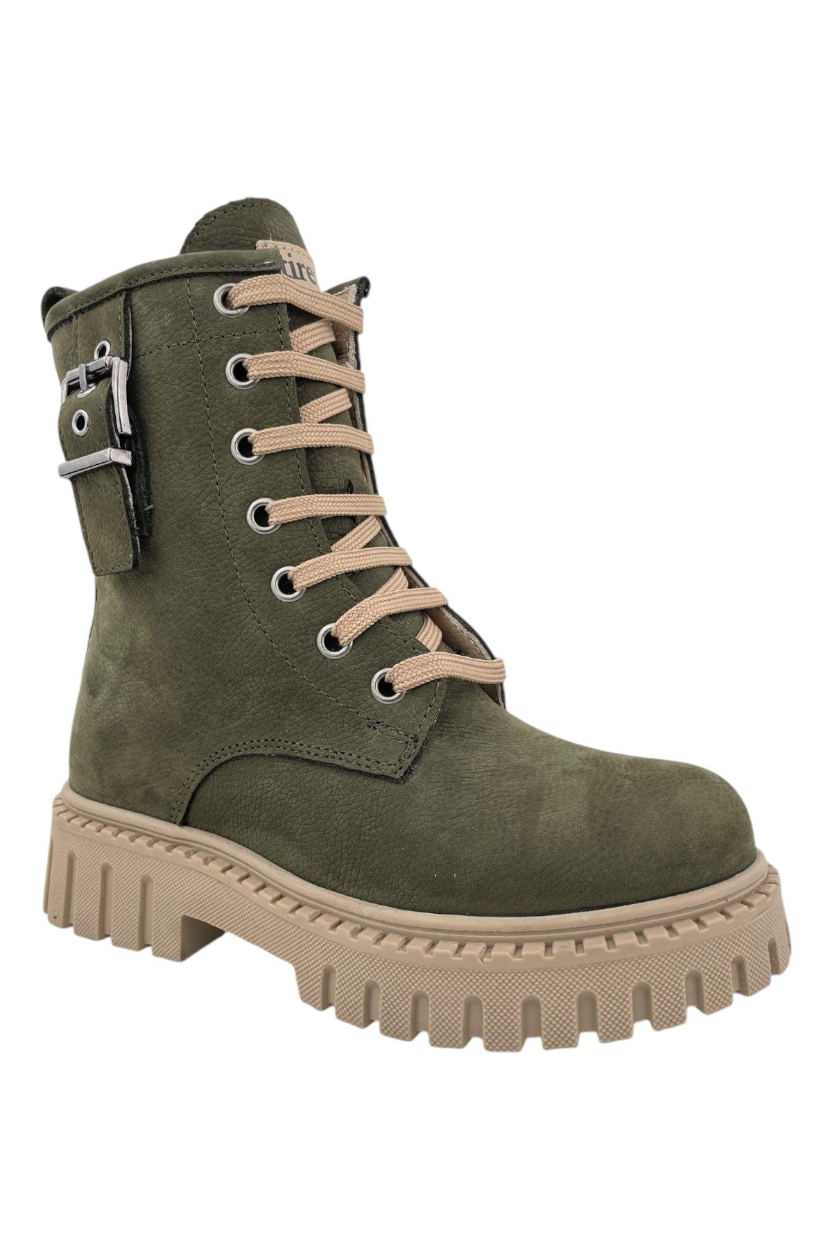 Su Geçirmez Süet Deri Genç Kız Çizme Yeşil