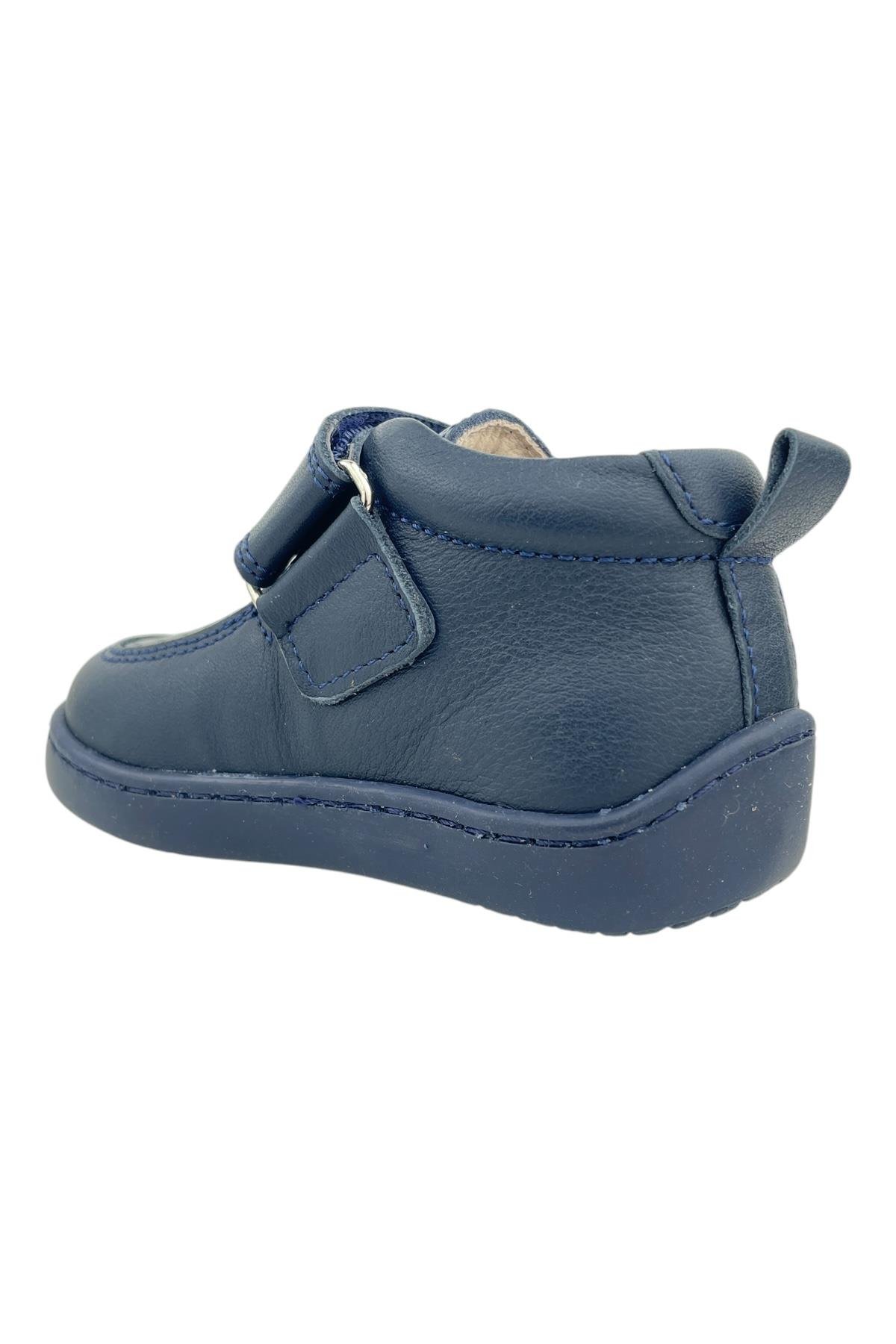 Zamansız Çocuk Ayakkabısı Cırtlı ve Gerçek Deri Lacivert