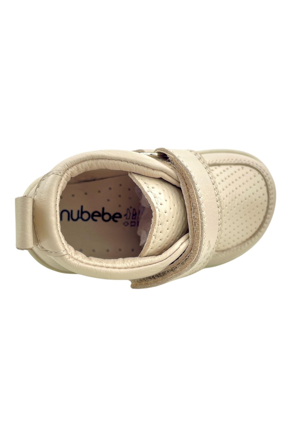 Zamansız Çocuk Ayakkabısı Cırtlı ve Gerçek Deri Bej