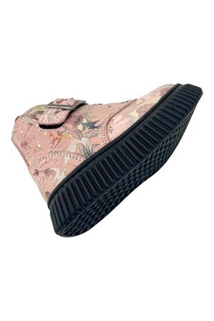 Aquarium Nakışlı Deri ve Ortopedik Bebe Bot Pudra