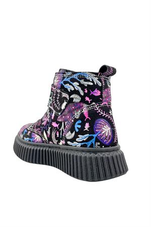 Aquarium Nakışlı Kız Çocuk Botu Siyah-Fuşya