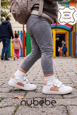 Bunny Kız Bebek İlk Adım Deri Ayakkabı Beyaz-Pembe