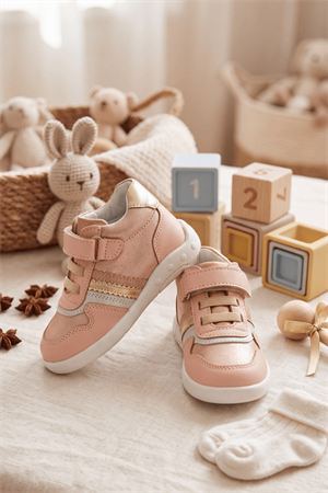 Butterfly Kız Bebek İlk Adım Deri Bot Pudra