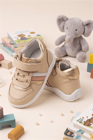 Butterfly Kız Bebek İlk Adım Deri Bot Bej
