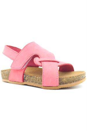 Çapraz Bantlı Deri Sandalet Mercan