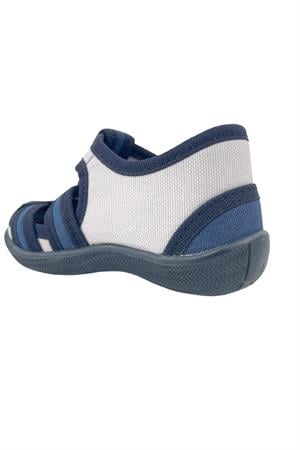Çocuk Keten Ev Ayakkabısı Lacivert-Gri