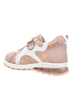 Deri ve Ortopedik Destekli Kız Çocuk Işıklı Ayakkabı Pudra