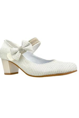 Fiyonklu Topuklu Abiye Çocuk Ayakkabısı Sedef Çupra