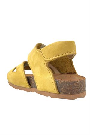 Hakiki Deri Mantar Taban Sağlıklı Çocuk Sandaleti Sarı