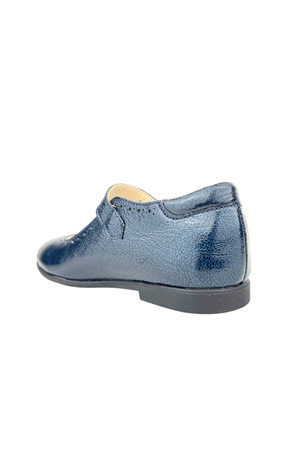 Janset Hakiki Deri Tokalı Okul Ayakkabısı Lacivert Rugan