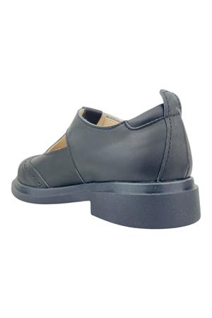 Kalın Tabanlı Direkli Thomas Topuk Okul Ayakkabısı Siyah