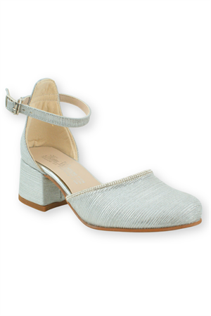 Karnıyarık Önü Kapalı Topuklu Kız Çocuk Ayakkabısı Gümüş