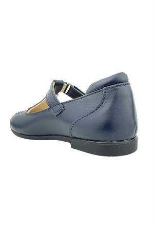 Kedi Motifli Klasik Kız Çocuk Okul Ayakkabısı Lacivert