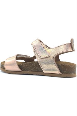 Kız Çocuk Çift Cırtlı Mantar Taban Sandalet Pudra Hologram