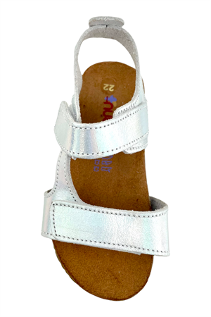 Kız Çocuk Çift Cırtlı Mantar Taban Sandalet Beyaz Hologram