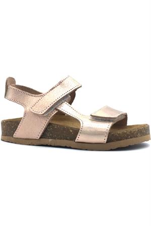 Kız Çocuk Çift Cırtlı Mantar Taban Sandalet Pudra Hologram