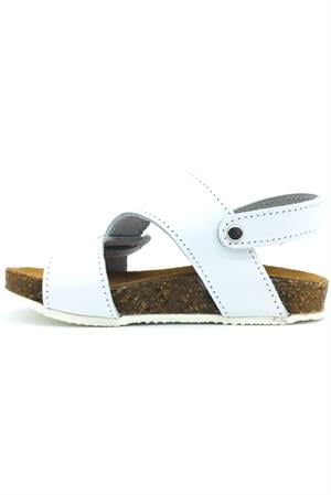 Mantar Taban Çapraz Bantlı Deri Erkek Sandalet Beyaz