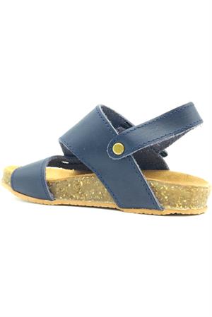 Mantar Taban Çapraz Bantlı Deri Erkek Sandalet Lacivert