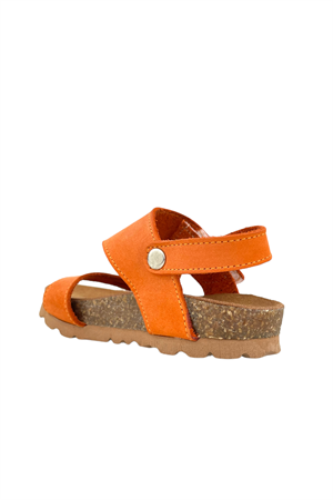 Mantar Taban Çapraz Bantlı Deri Kız Sandaleti Şeftali