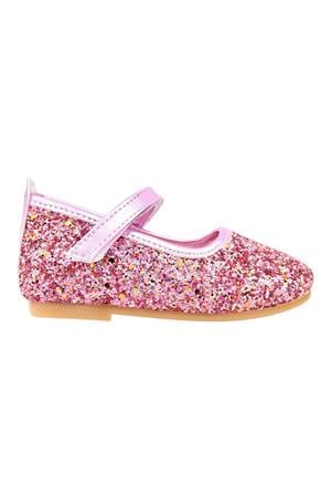 Nubebe Taşlı Kız Çocuk Babet Pembe
