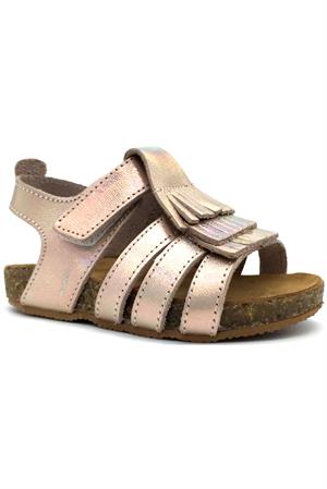 Püsküllü Mantar Taban Deri Sandalet Pudra Hologram