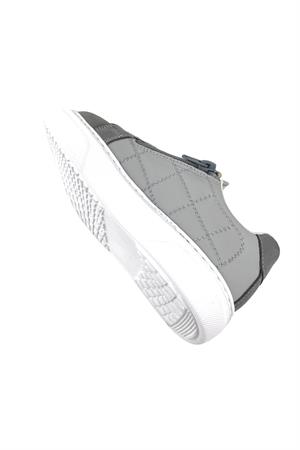 Quilted Hakiki Deri Kız Çocuk Ayakkabı Gri