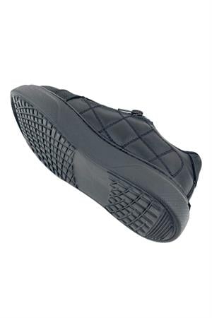 Quilted Hakiki Deri Kız Çocuk Ayakkabı Siyah