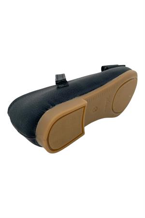 Rahat Kalıp Kız Çocuk Fiyonklu Babet Siyah İğne