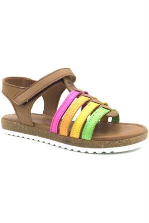 Renkli Şeritli Bodrum Tipi Sandalet Renkli