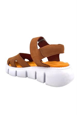 Retro Kız Çocuk Deri Sandalet Kahverengi