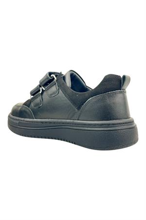 Siyah Deri Cırtlı Okul Ayakkabısı Siyah