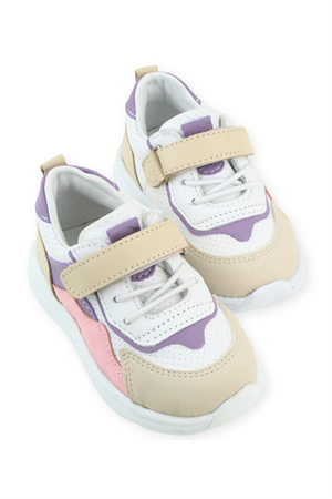 Sneaker Hafif Tabanlı Yumuşak Kız Çocuk Ayakkabısı Bej-Pembe