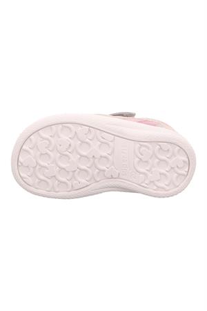 Superfit Çiçekli Deri İlk Adım Sandalet Gri-Pembe