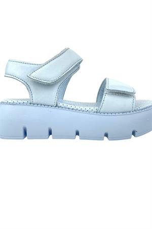 Top Level Hakiki Deri Çocuk Sandalet Mavi