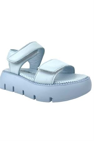 Top Level Hakiki Deri Çocuk Sandalet Mavi