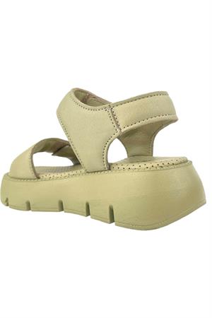 Top Level Hakiki Deri Çocuk Sandalet Olive