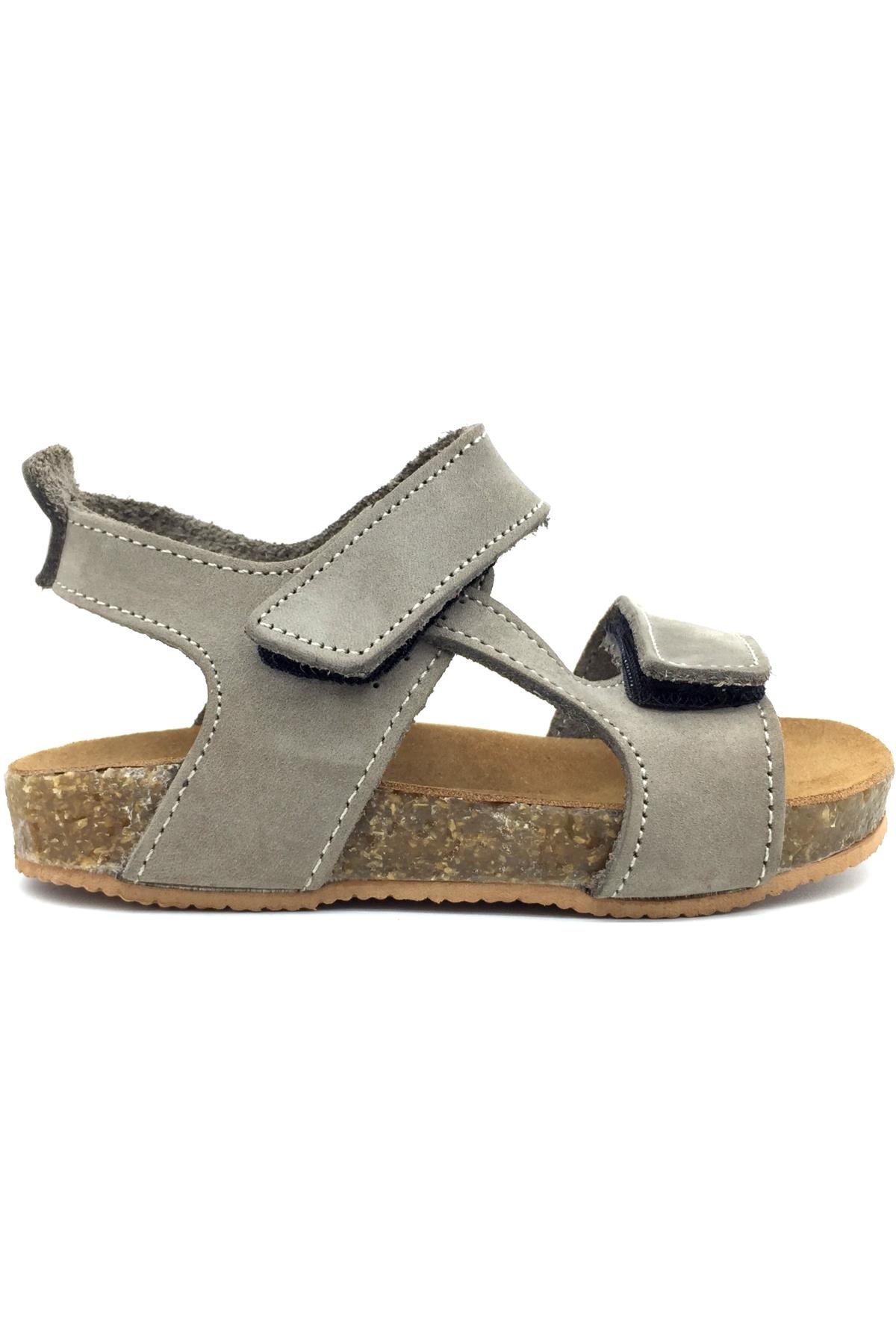 Ayarlanabilir Cırtlı Mantar Taban Erkek Sandalet Gri