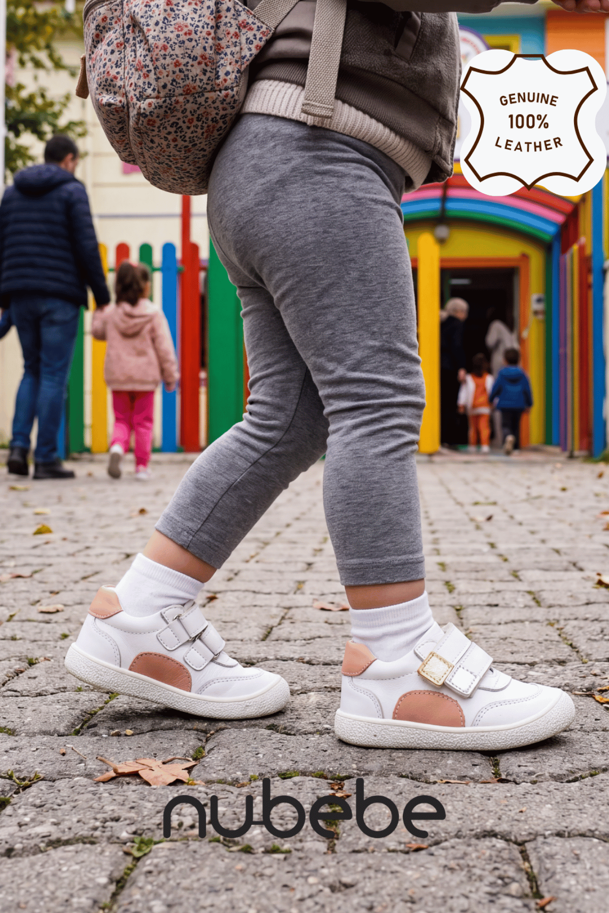 Bunny Kız Bebek İlk Adım Deri Ayakkabı Beyaz-Pembe