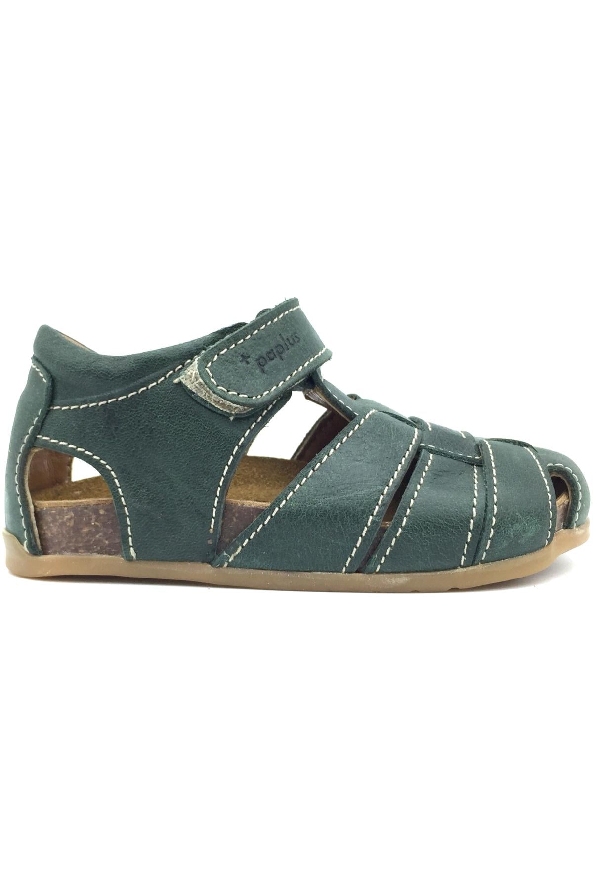 Çocuk Astarlı Anatomik Taban Deri Sandalet Yeşil