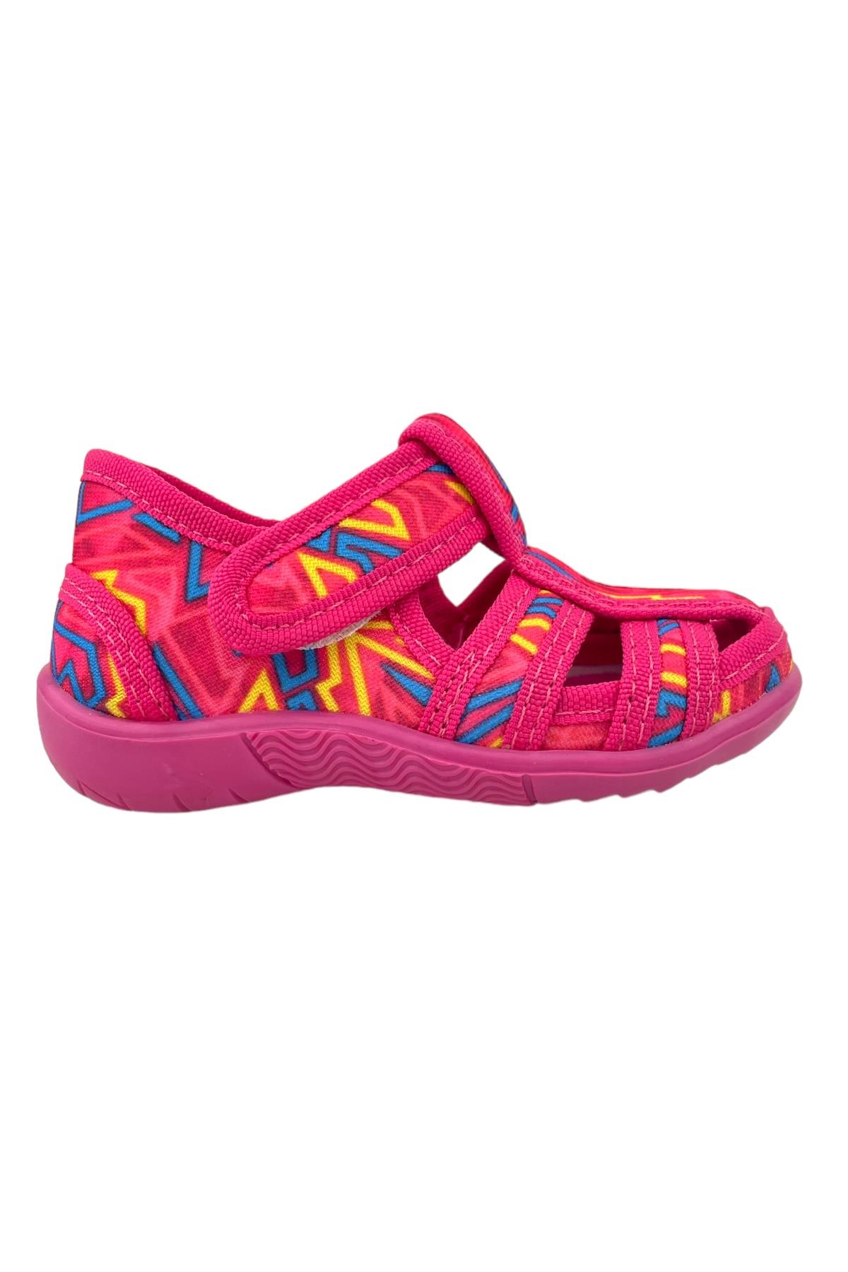 Çocuk Keten Ev Ayakkabısı Fuşya renkli