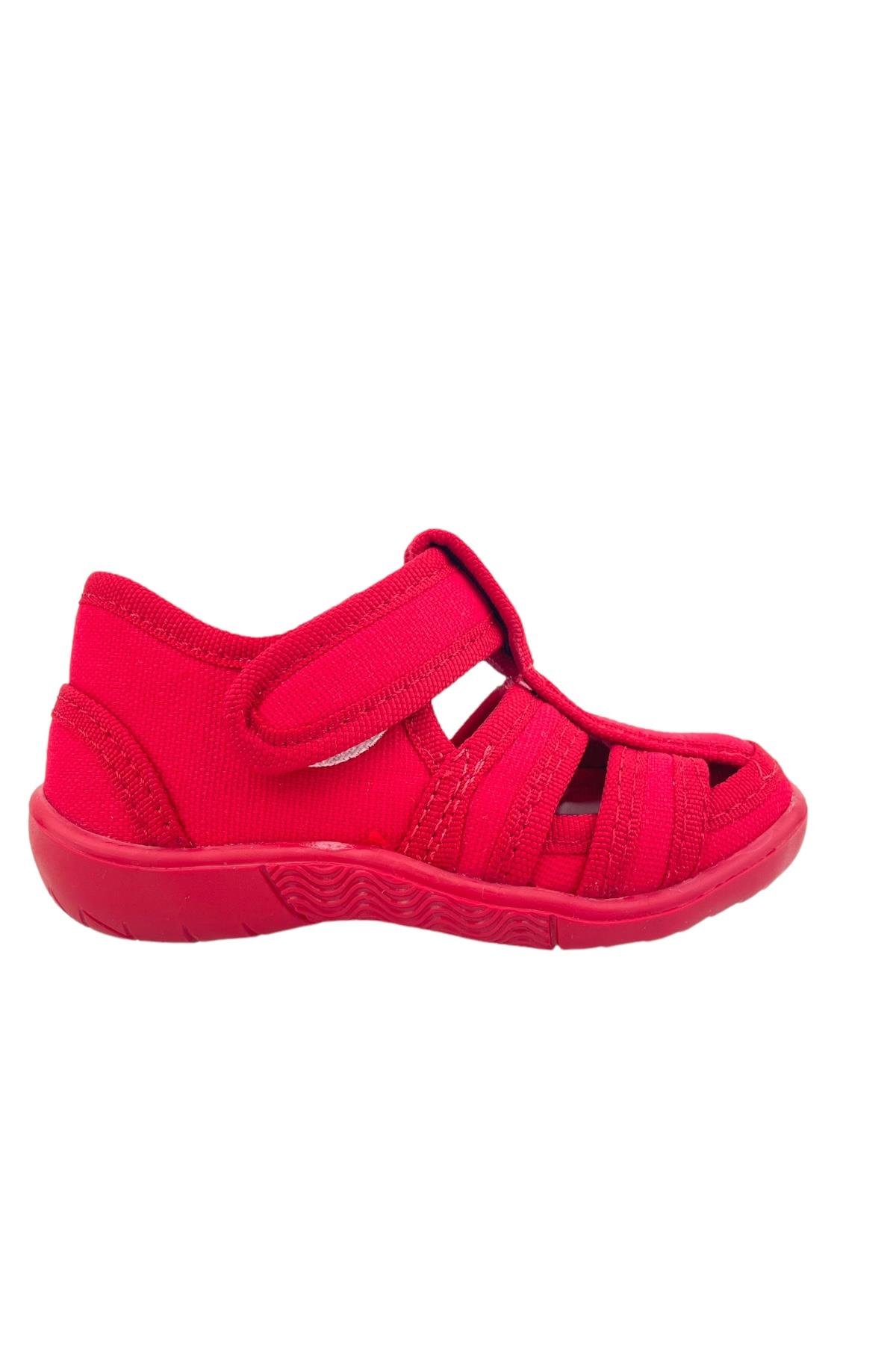 Çocuk Keten Ev Ayakkabısı Kırmızı