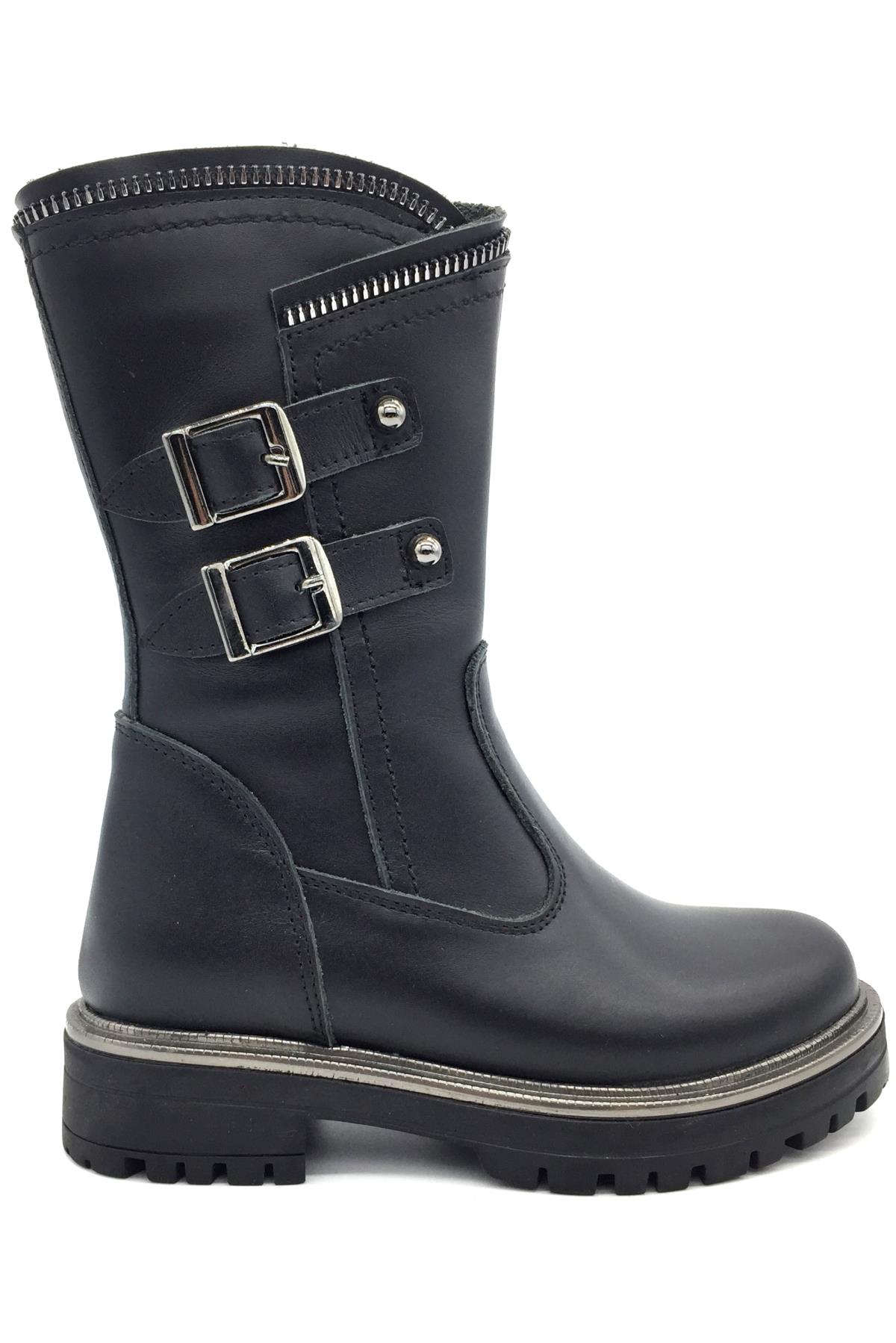 Çocuk Siyah Deri Çizme Siyah