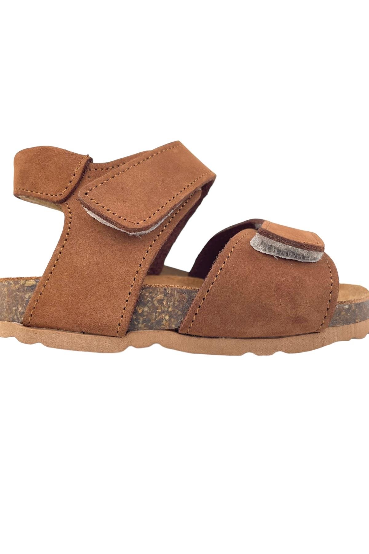 Hakiki Deri Mantar Taban Çocuk Sandaleti Taba