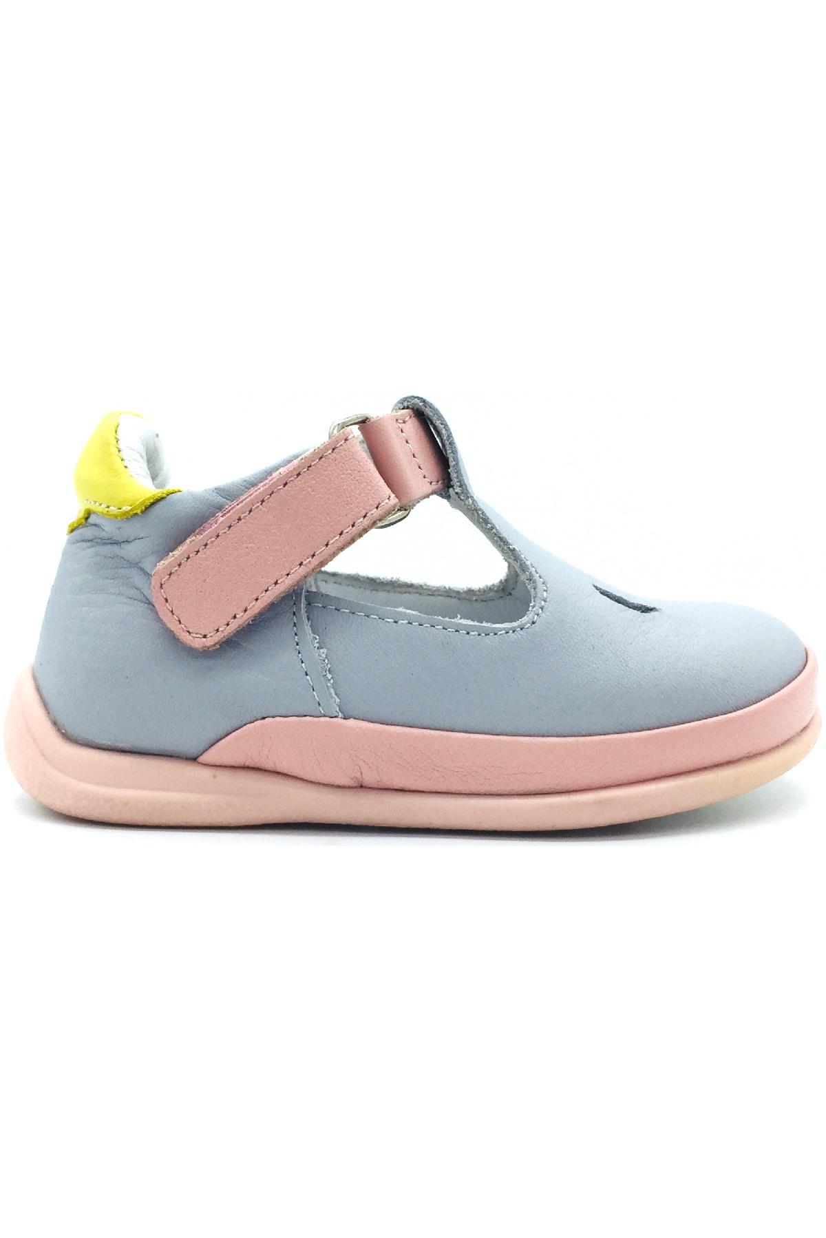 Kız Bebek Fasülye Modeli İlk Adım Ayakkabısı  Gri-Pembe