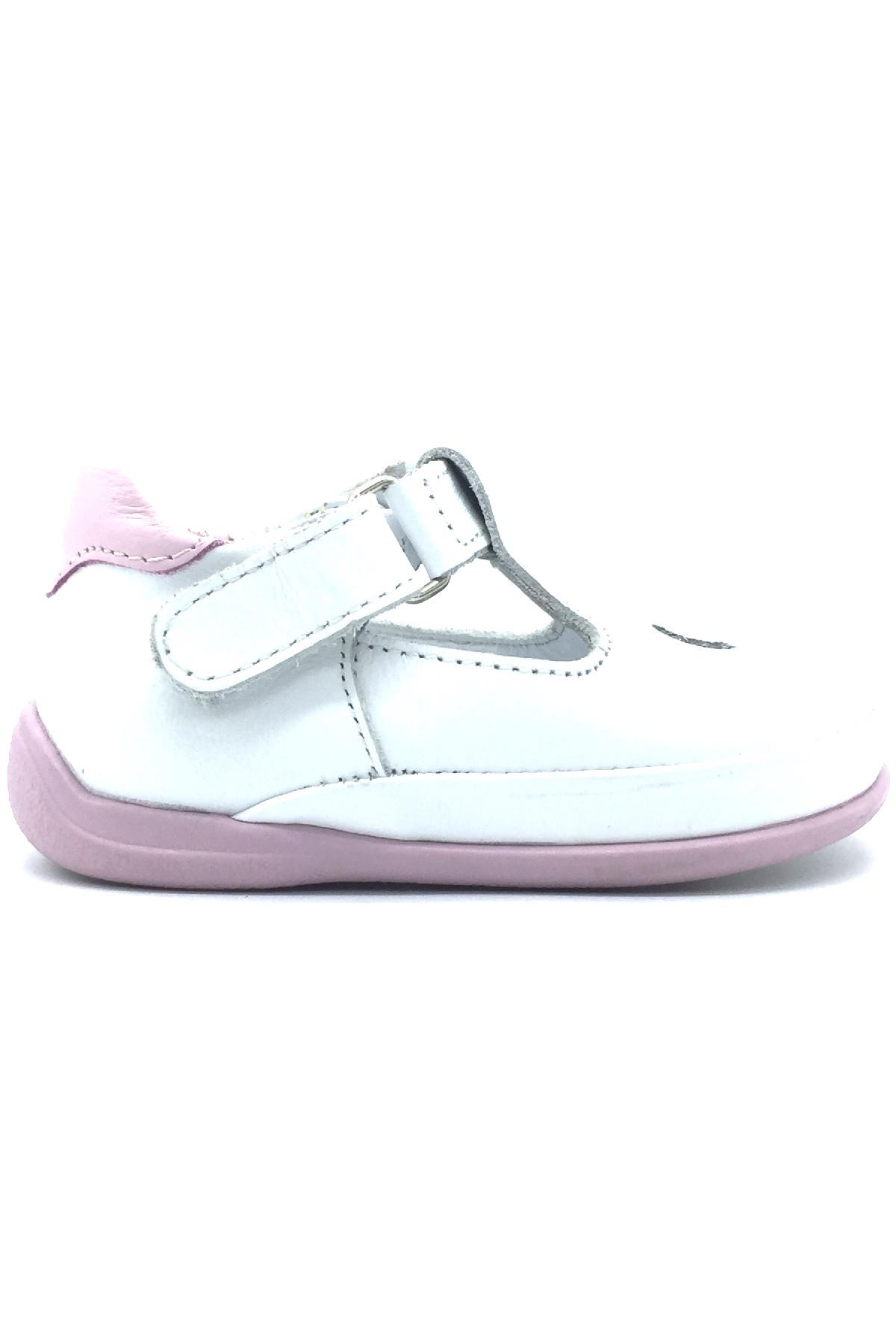 Kız Bebek Fasülye Modeli İlk Adım Ayakkabısı  Beyaz-Pembe